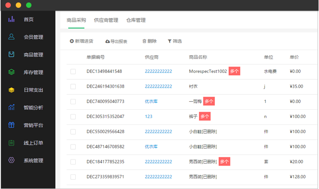 服装管理系统-库存分析
